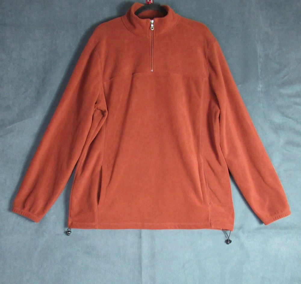Croft & Barrow Pullover Mens Large Brown Fleece Mock Neck Outdoor Casual Dadcore
